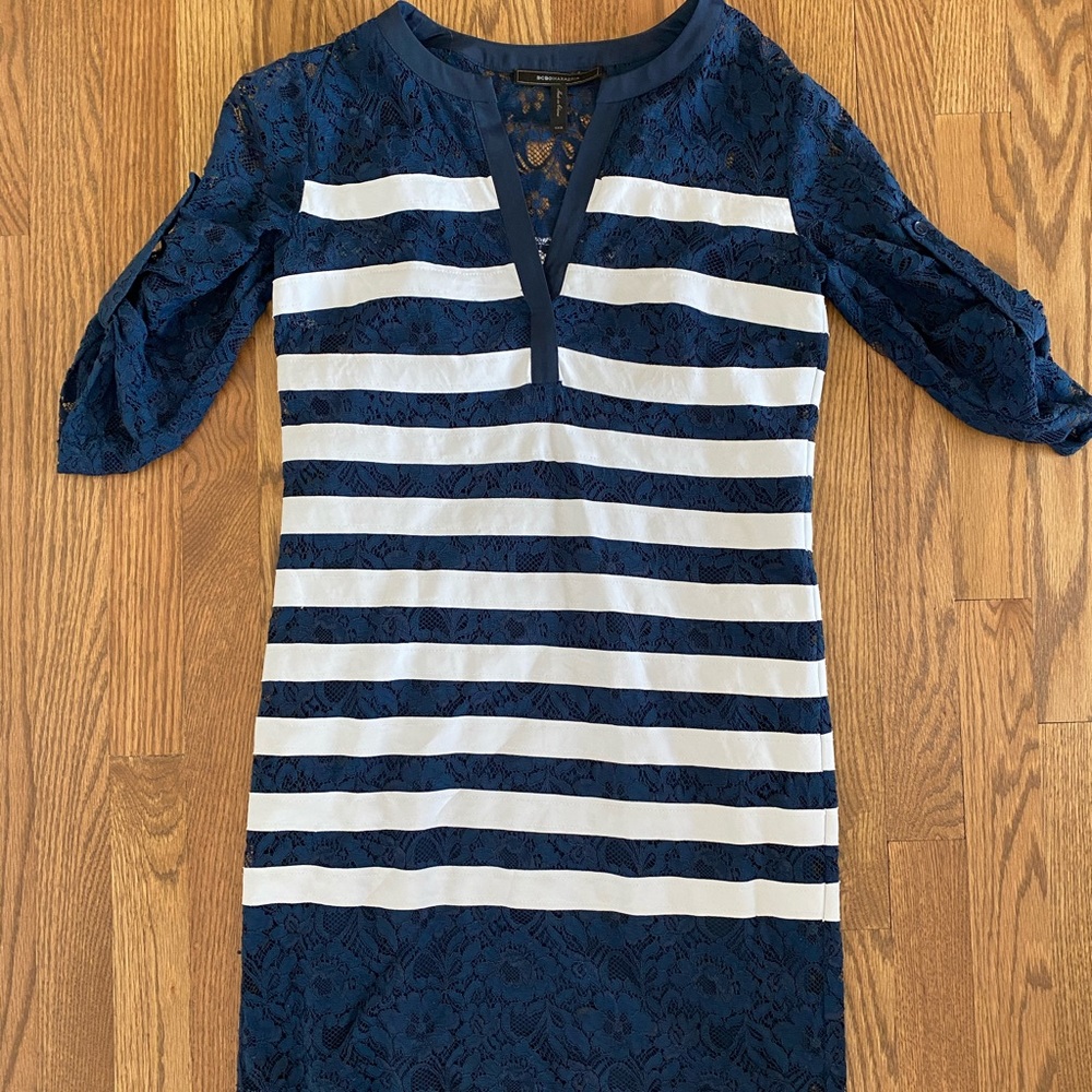 BCBG striped lace dress